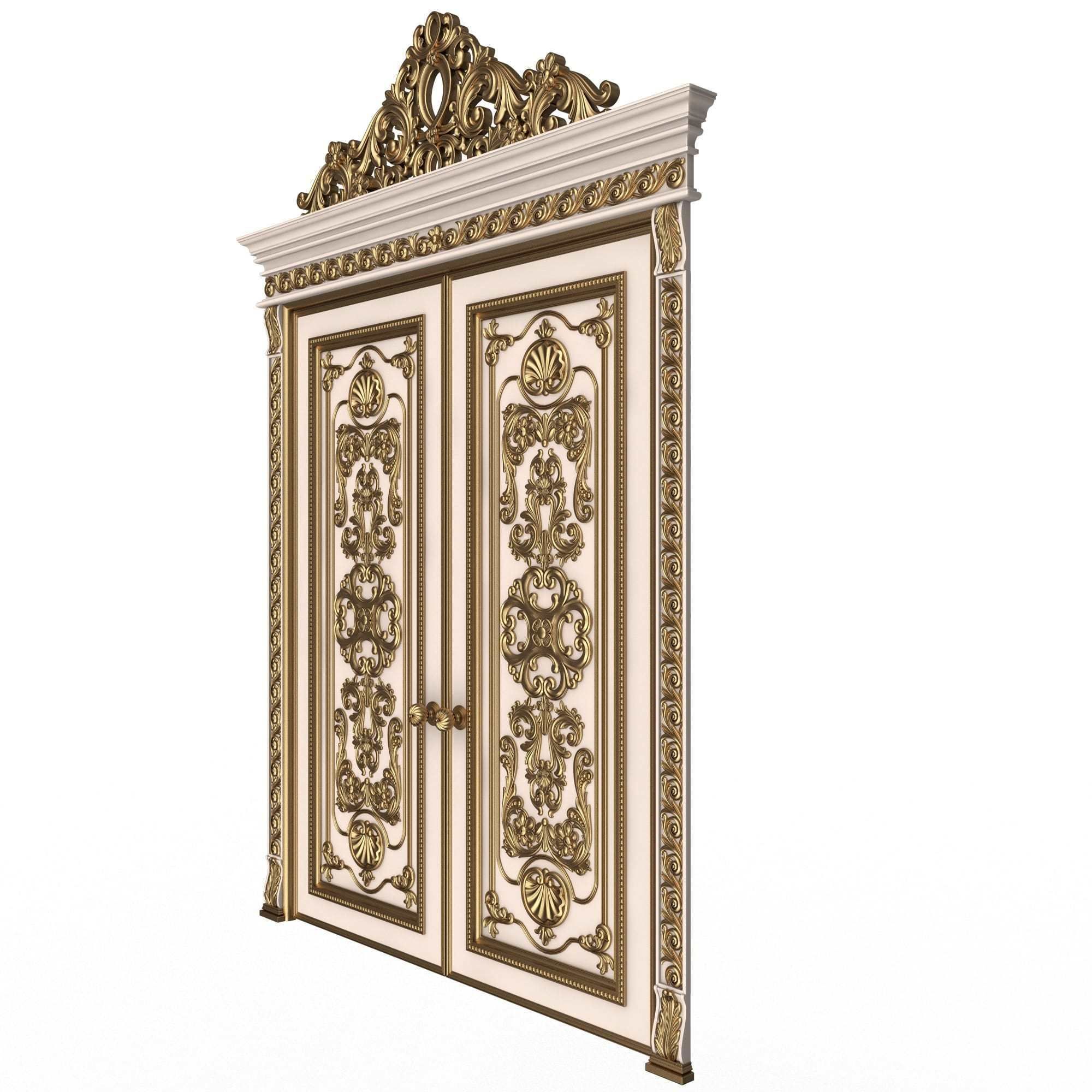 Carved Door Classic 01501 White Low-poly 3D model_2