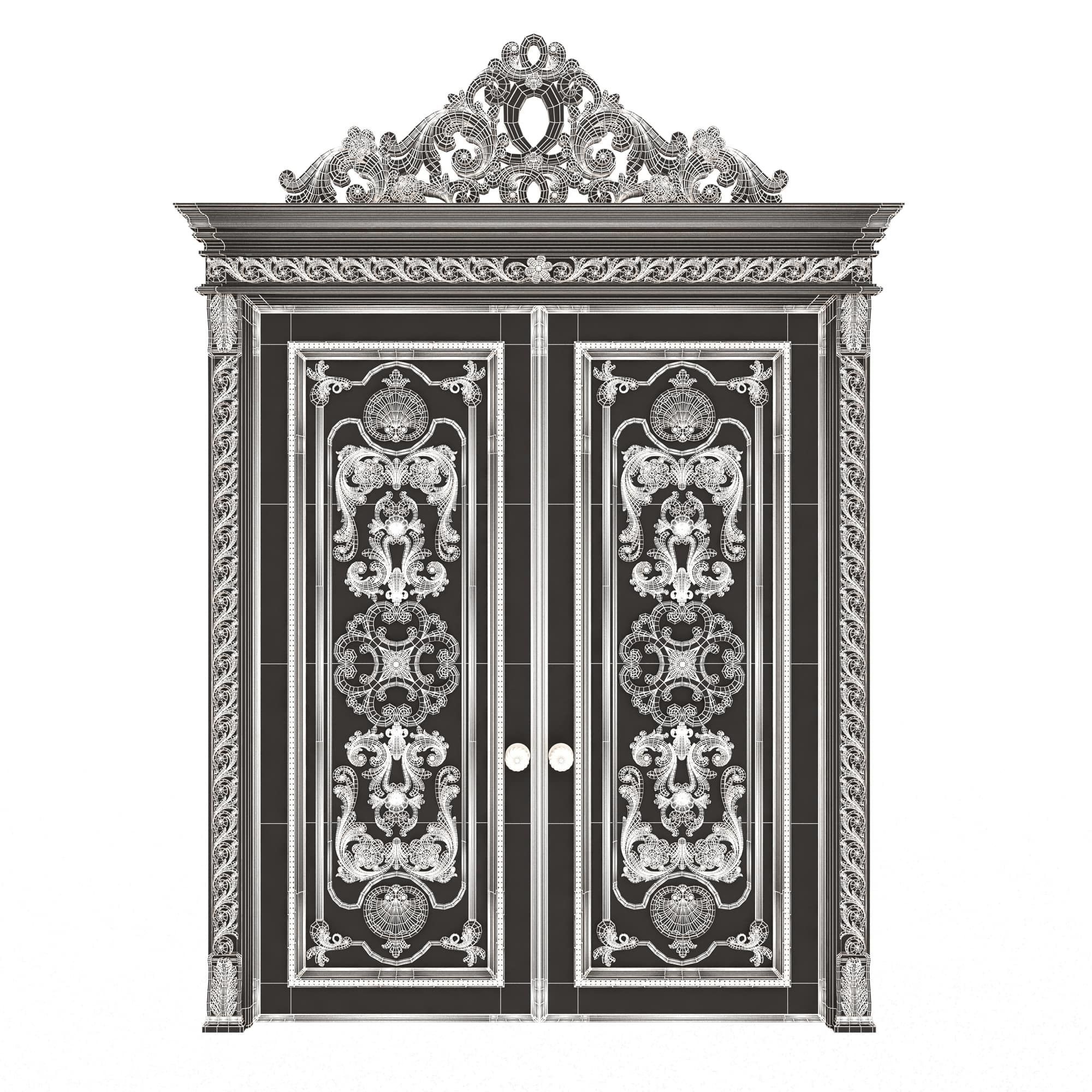 Carved Door Classic 01501 White Low-poly 3D model_6