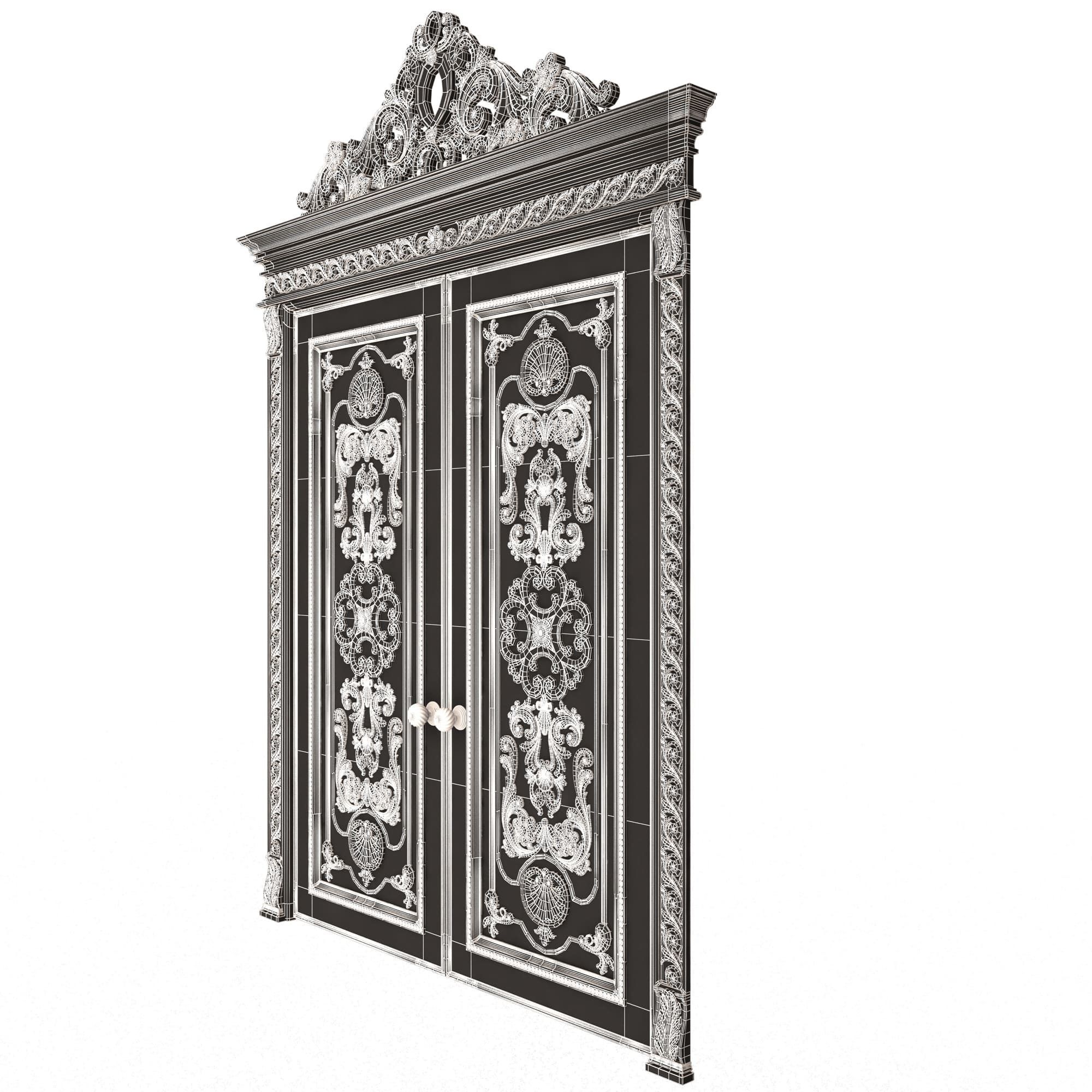 Carved Door Classic 01501 White Low-poly 3D model_8