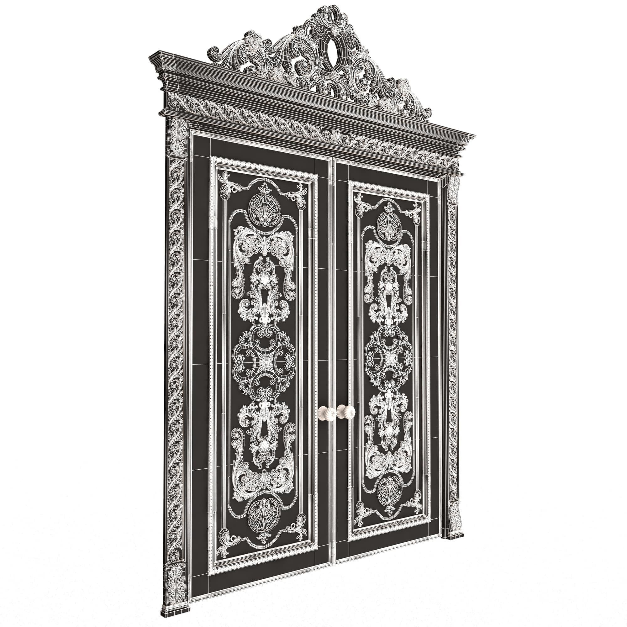 Carved Door Classic 01501 White Low-poly 3D model_9