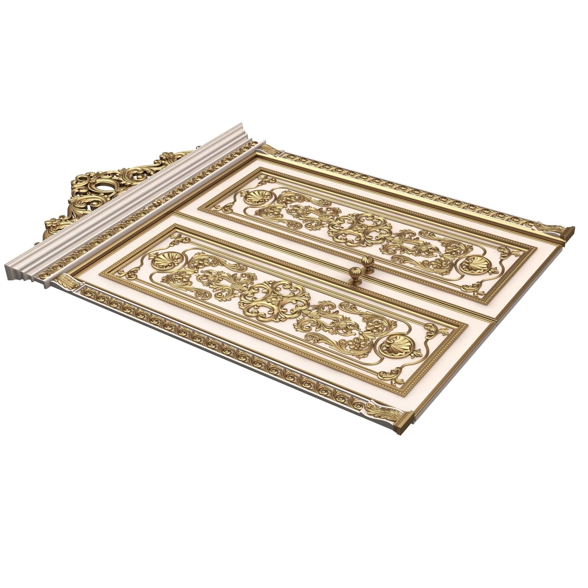 Carved Door Classic 01501 White Low-poly 3D model_5