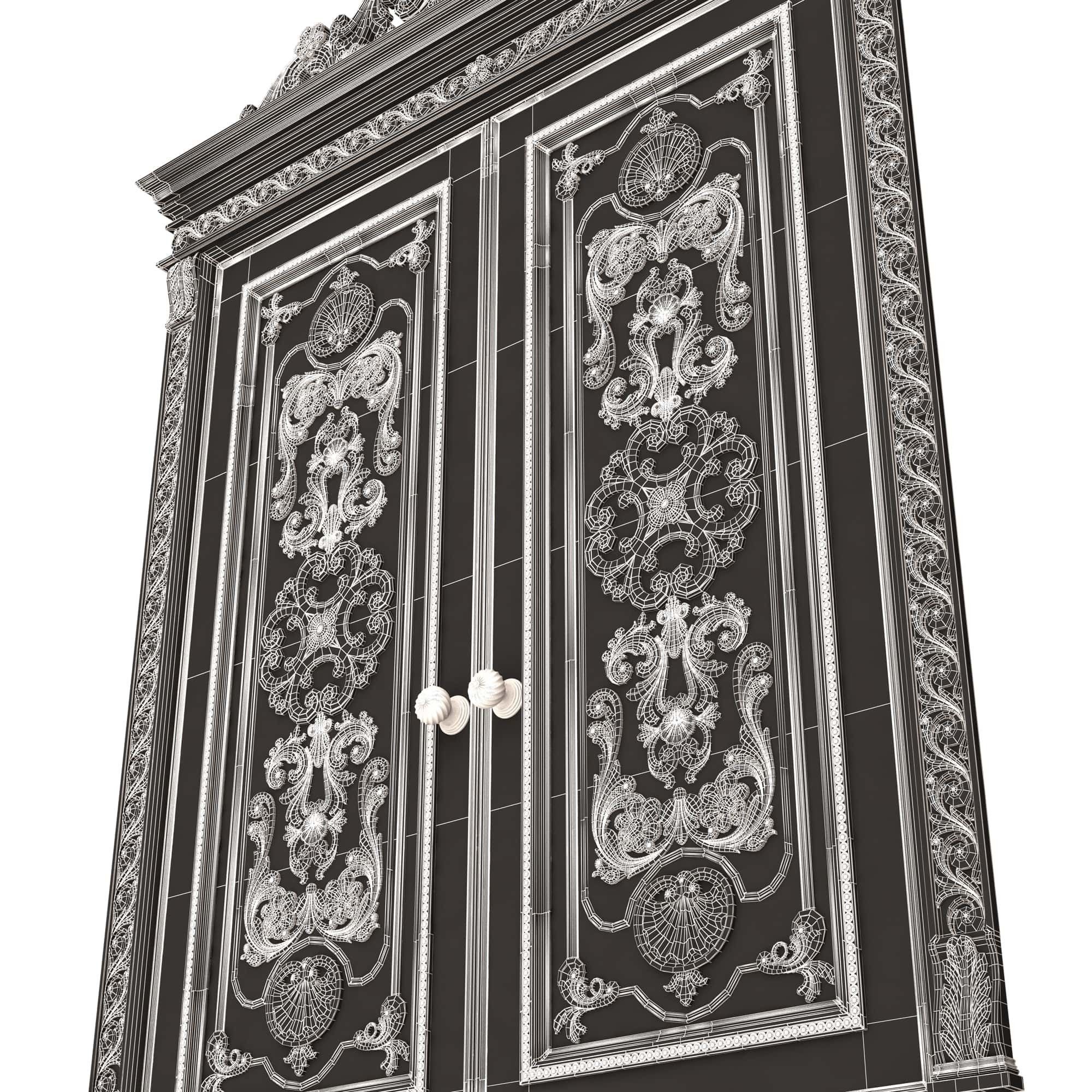 Carved Door Classic 01501 White Low-poly 3D model_10