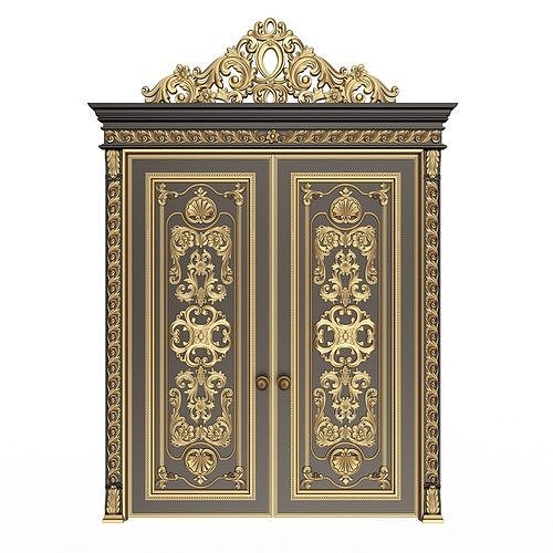 Carved Door Classic 01501 Black Low-poly 3D model