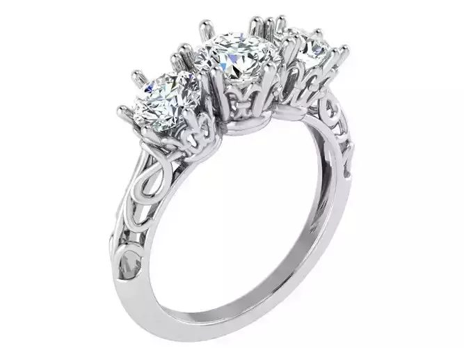 3 Stone Round Diamond Ring 2845