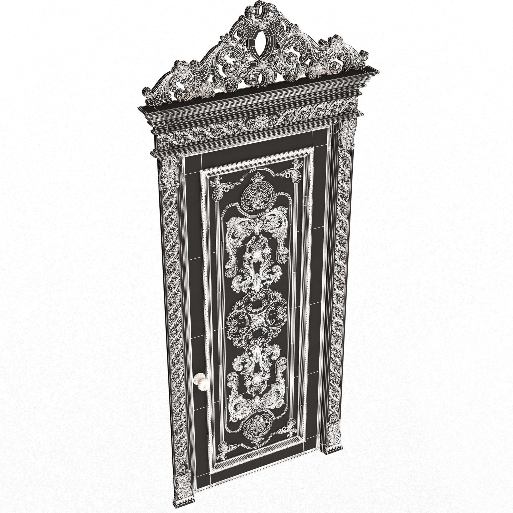 Carved Door Classic 01502 White Low-poly 3D model_7
