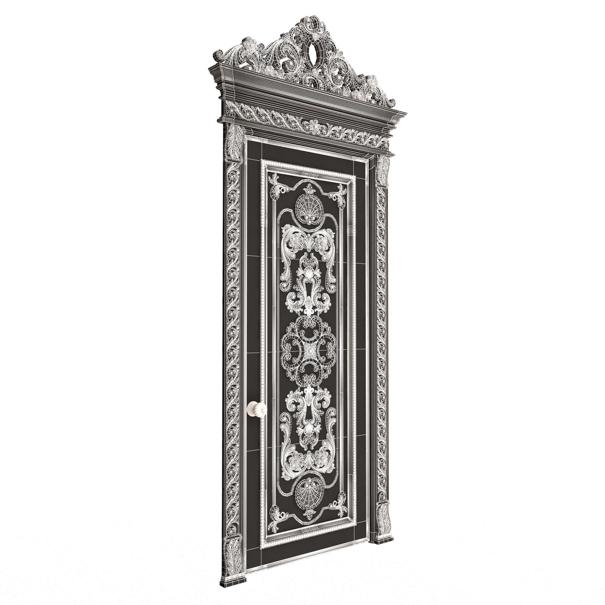 Carved Door Classic 01502 White Low-poly 3D model_9
