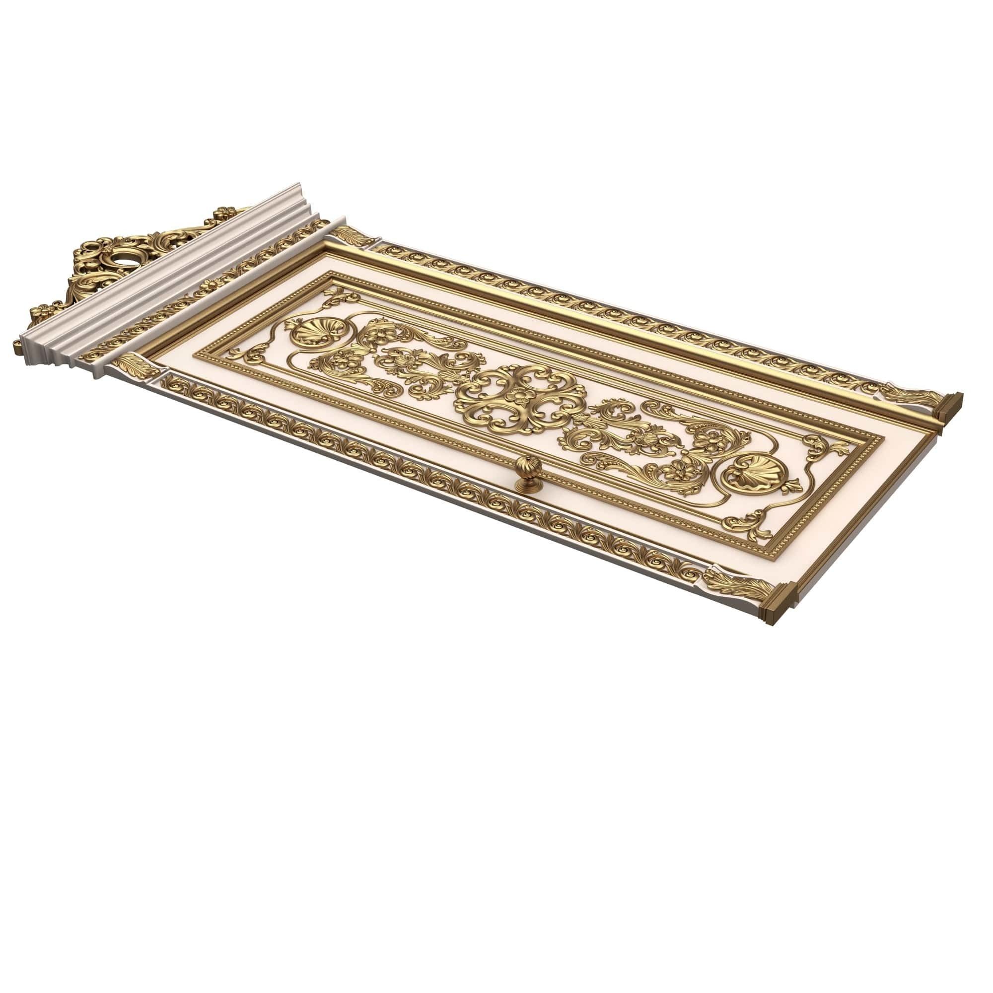 Carved Door Classic 01502 White Low-poly 3D model_5