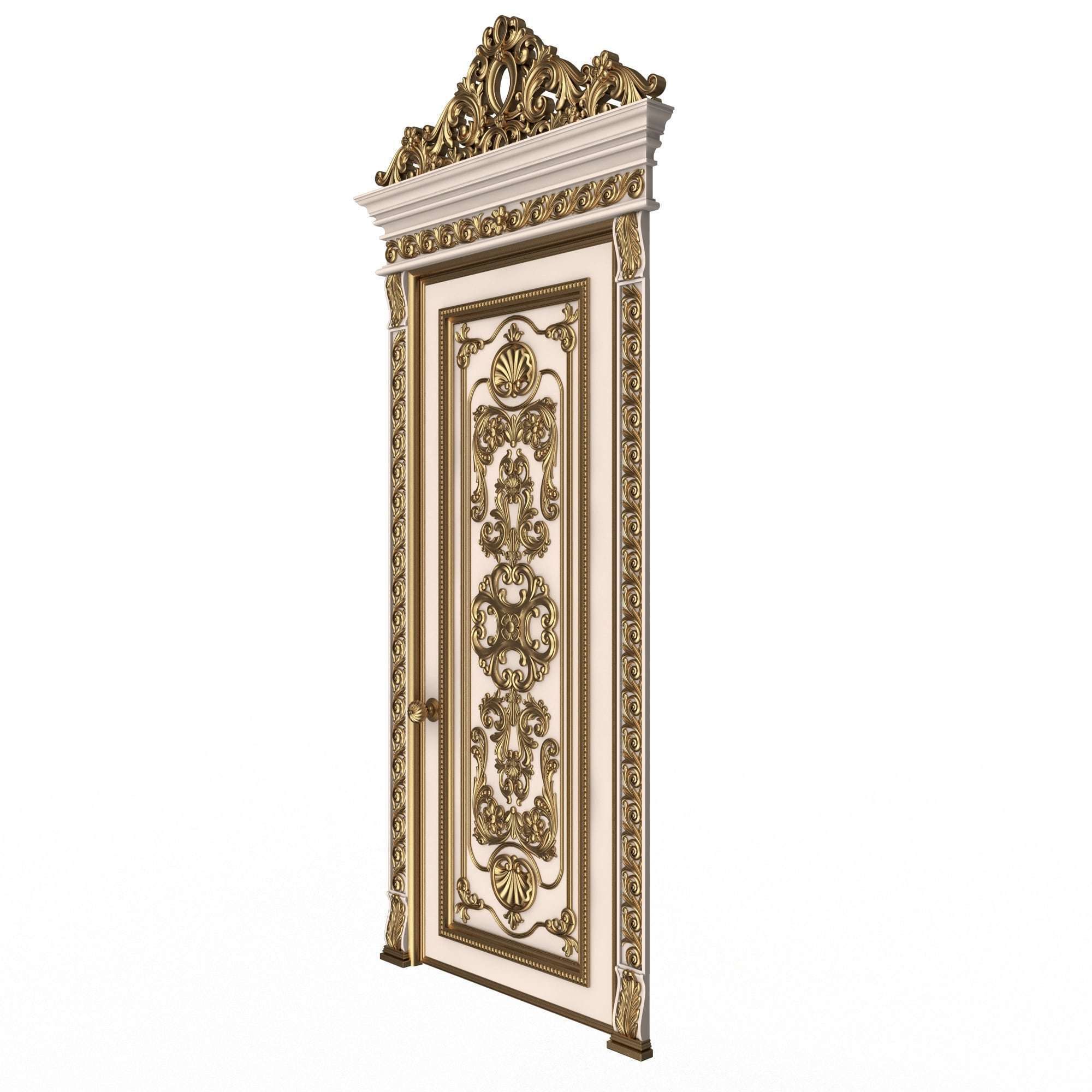 Carved Door Classic 01502 White Low-poly 3D model_2