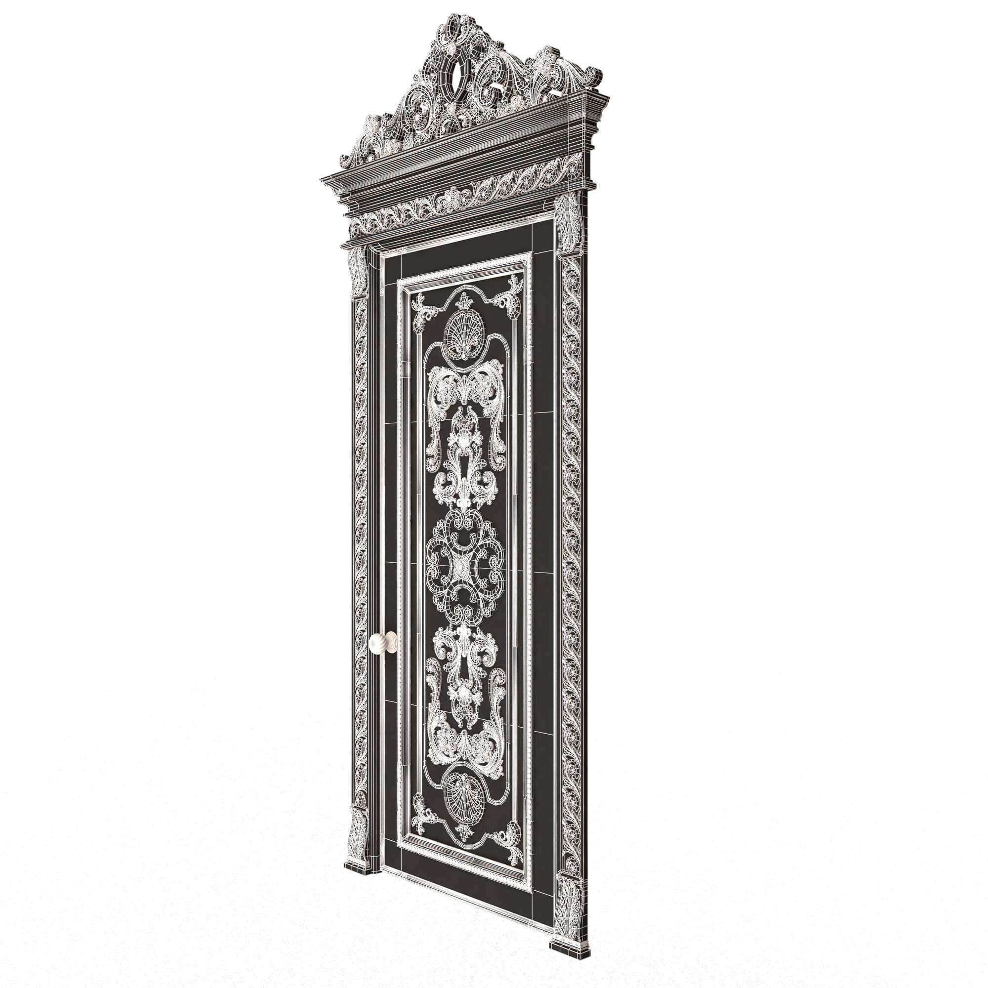 Carved Door Classic 01502 White Low-poly 3D model_8