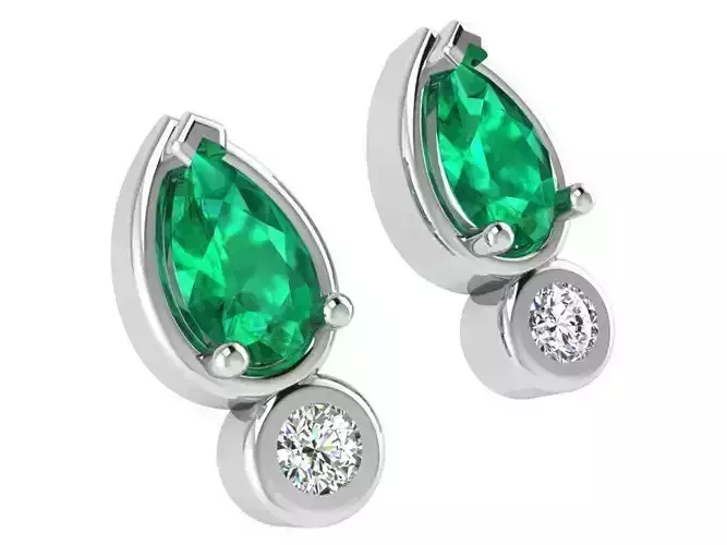 Pear Round Bezel Earring 2856