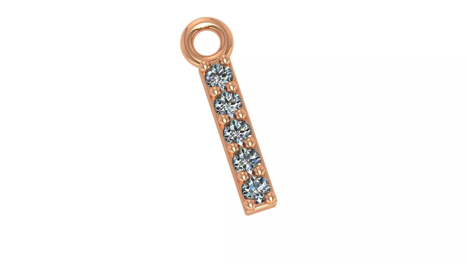 Alphabet Letter I Pendant Charm 3dm stl render details 3D print model_0