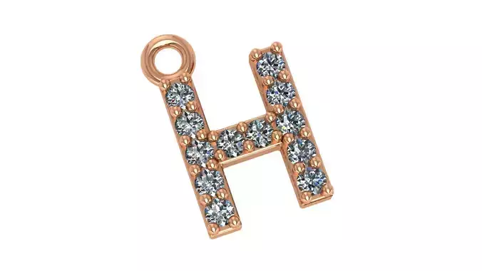 Alphabet Letter H Pendant Charm 3dm stl render details 3D print model Alphabet Letter H Pendant Charm 3dm stl render details 3D print model