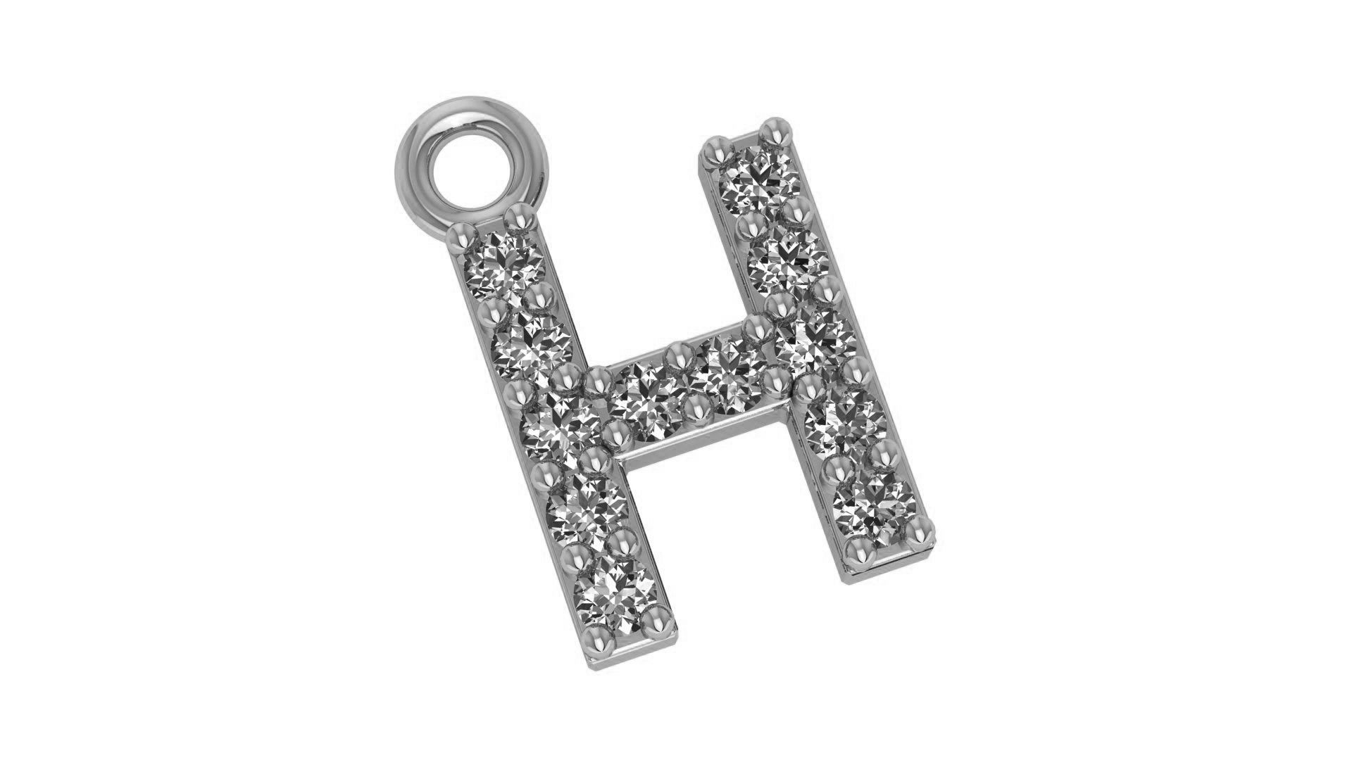 Alphabet Letter H Pendant Charm 3dm stl render details 3D print model_1