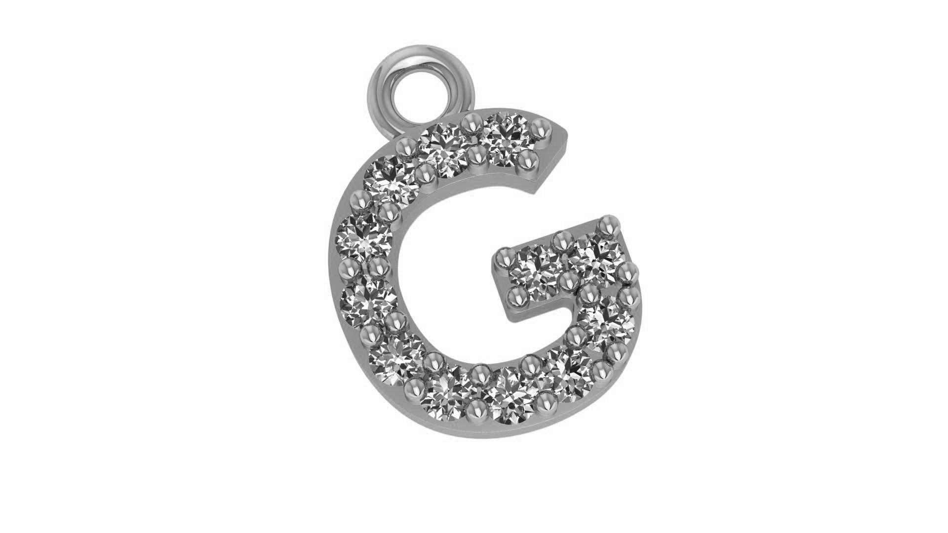 Alphabet Letter G Pendant Charm 3dm stl render details 3D print model_1
