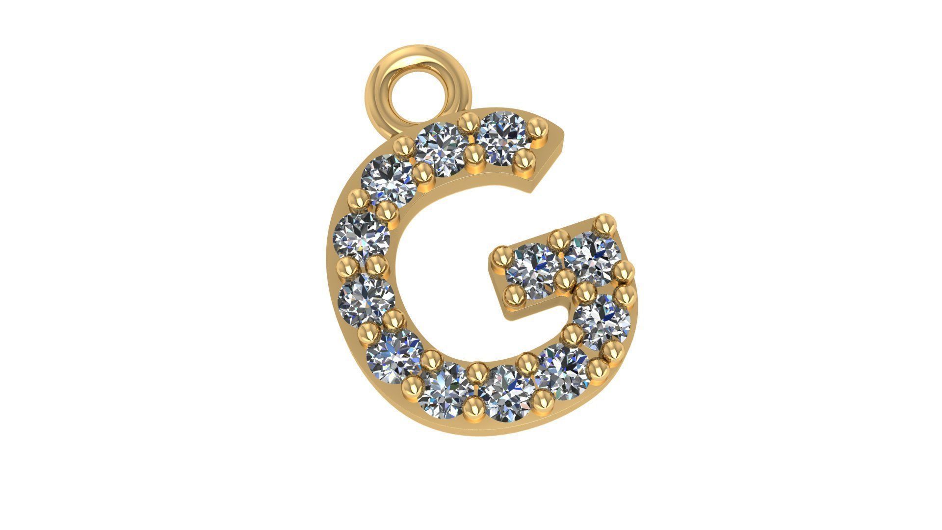 Alphabet Letter G Pendant Charm 3dm stl render details 3D print model_2