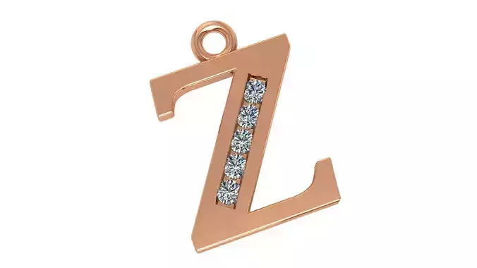 Alphabet Letter Z Pendant Charm 3dm stl render details