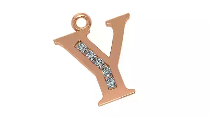 Alphabet Letter Y Pendant Charm 3dm stl render details