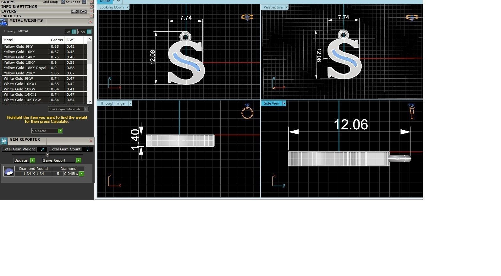 Alphabet Letter S Pendant Charm 3dm stl render details 3D print model_3