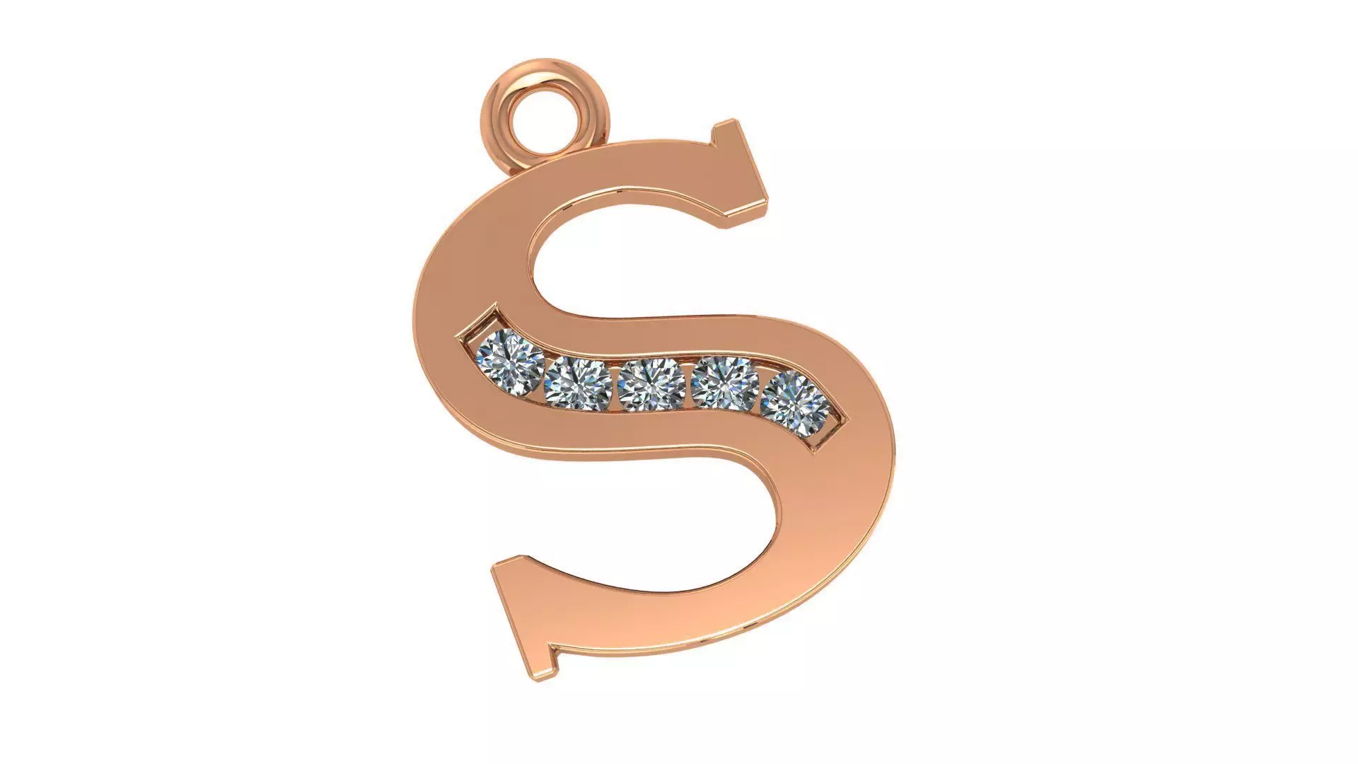 Alphabet Letter S Pendant Charm 3dm stl render details 3D print model_0