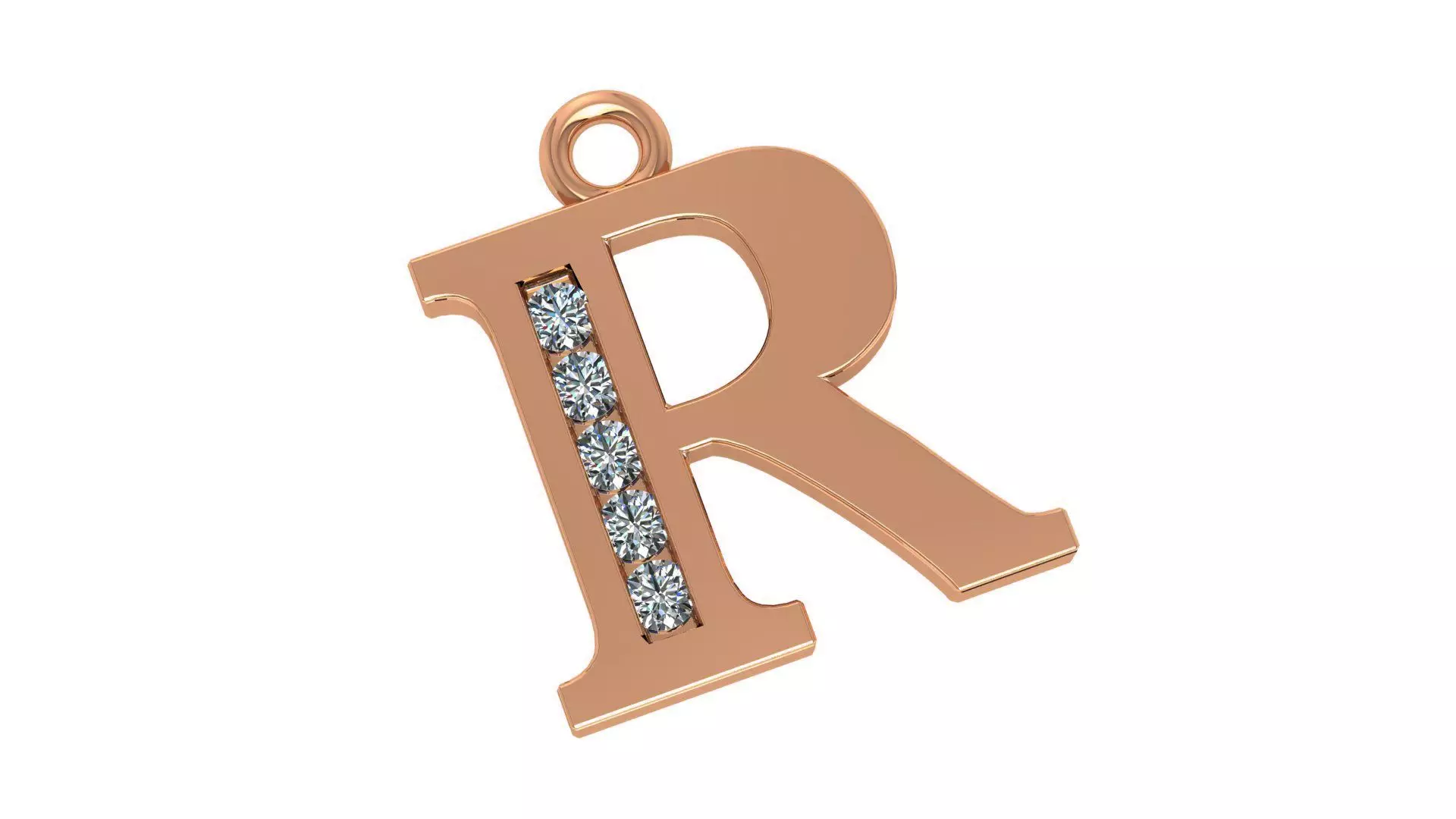 Alphabet Letter R Pendant Charm 3dm stl render details 3D print model_0