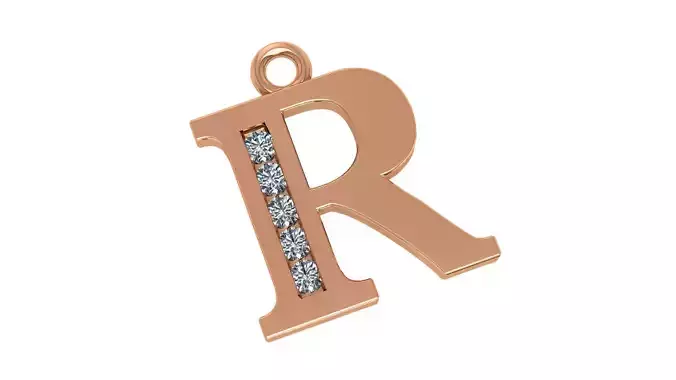 Alphabet Letter R Pendant Charm 3dm stl render details 3D print model Alphabet Letter R Pendant Charm 3dm stl render details 3D print model