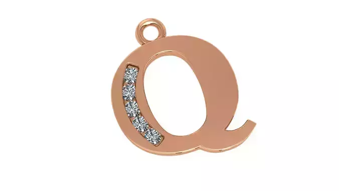 Alphabet Letter Q Pendant Charm 3dm stl render details 3D print model Alphabet Letter Q Pendant Charm 3dm stl render details 3D print model