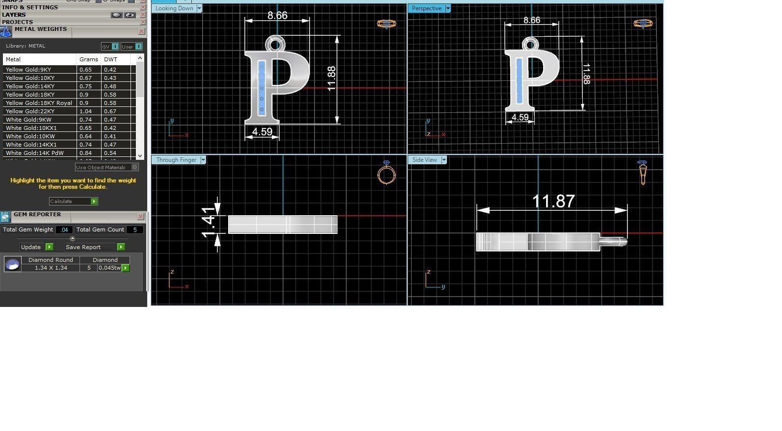Alphabet Letter P Pendant Charm 3dm stl render details 3D print model_3