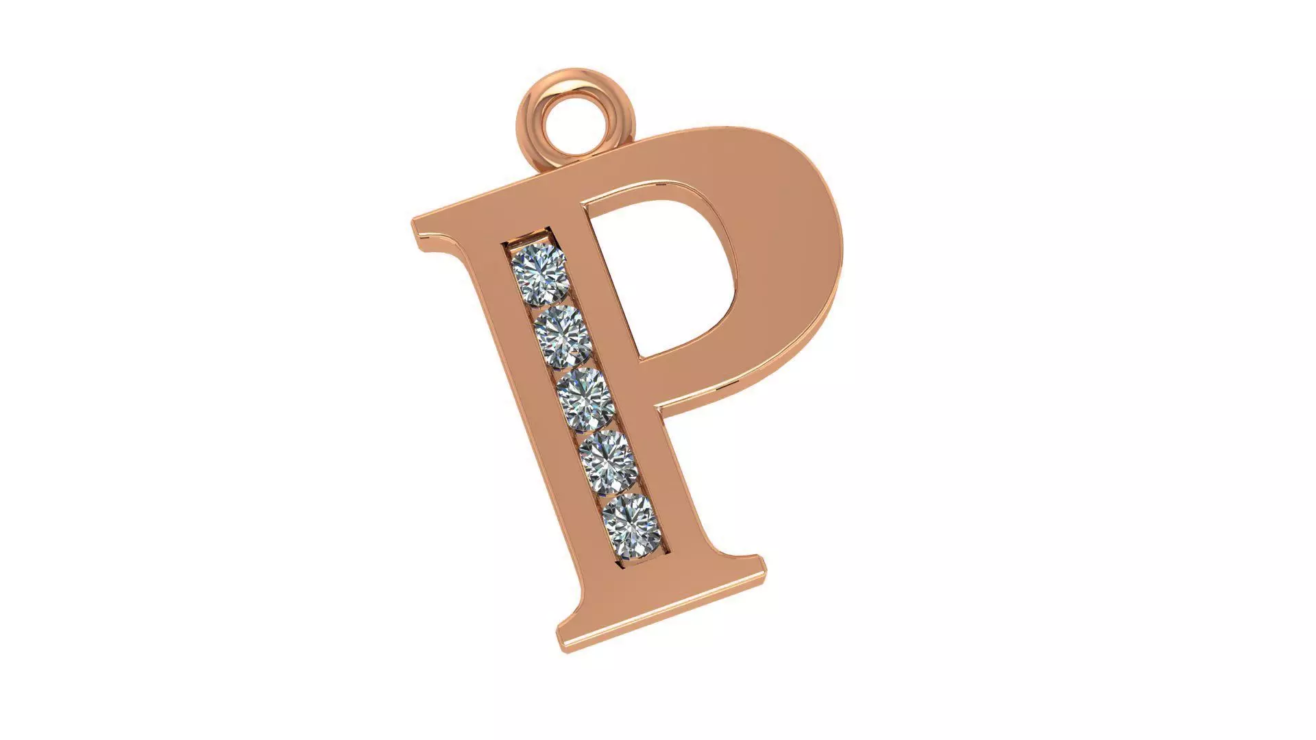 Alphabet Letter P Pendant Charm 3dm stl render details 3D print model_0