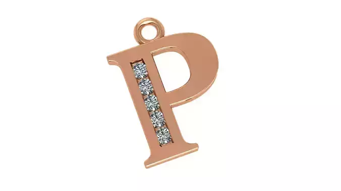 Alphabet Letter P Pendant Charm 3dm stl render details 3D print model Alphabet Letter P Pendant Charm 3dm stl render details 3D print model