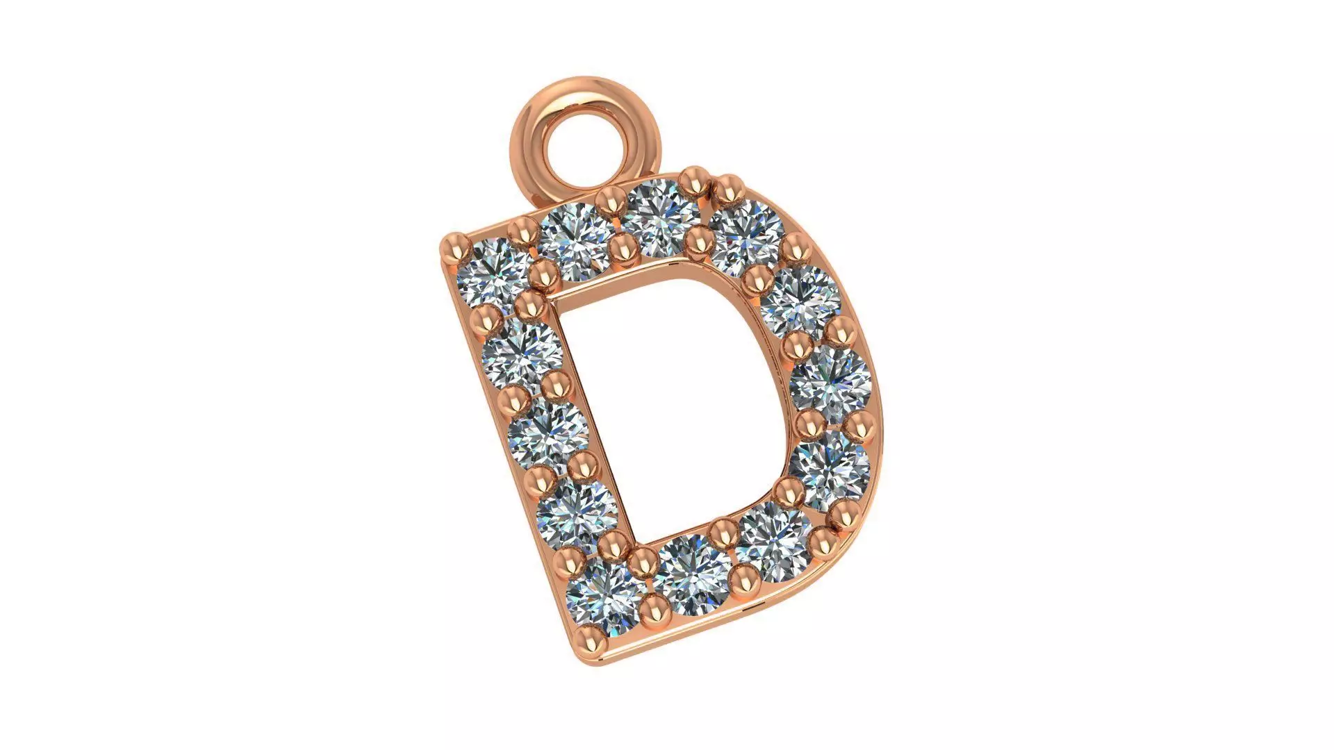 Alphabet Letter D Pendant Charm 3dm stl render details 3D print model_0
