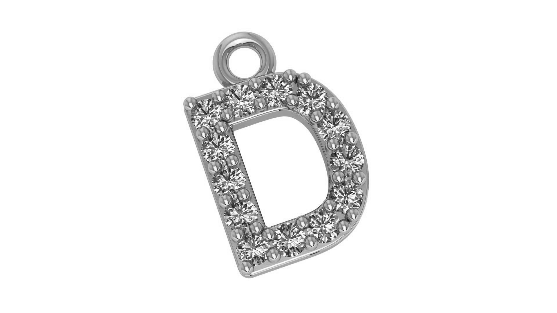 Alphabet Letter D Pendant Charm 3dm stl render details 3D print model_1