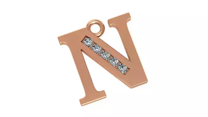 Alphabet Letter N Pendant Charm 3dm stl render details 3D print model Alphabet Letter N Pendant Charm 3dm stl render details 3D print model