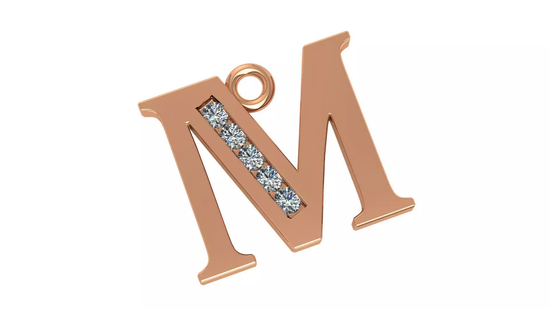 Alphabet Letter M Pendant Charm 3dm stl render details 3D print model_0