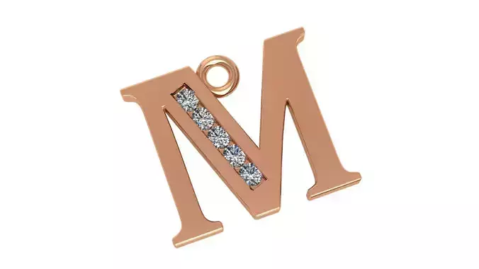 Alphabet Letter M Pendant Charm 3dm stl render details 3D print model Alphabet Letter M Pendant Charm 3dm stl render details 3D print model