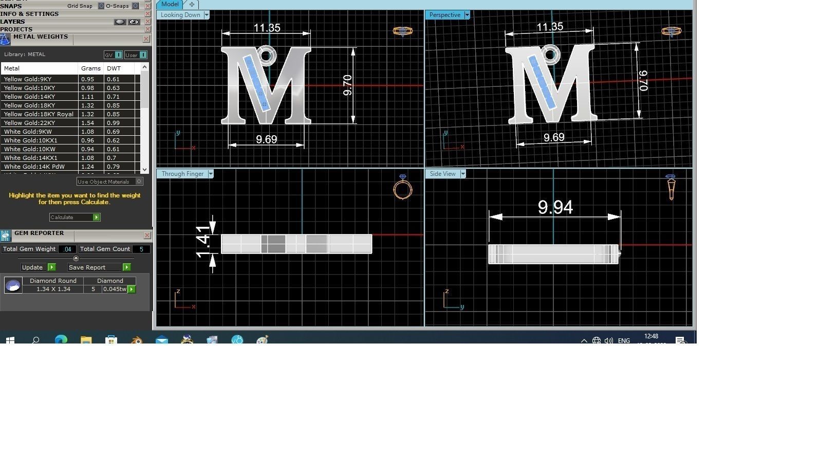 Alphabet Letter M Pendant Charm 3dm stl render details 3D print model_3