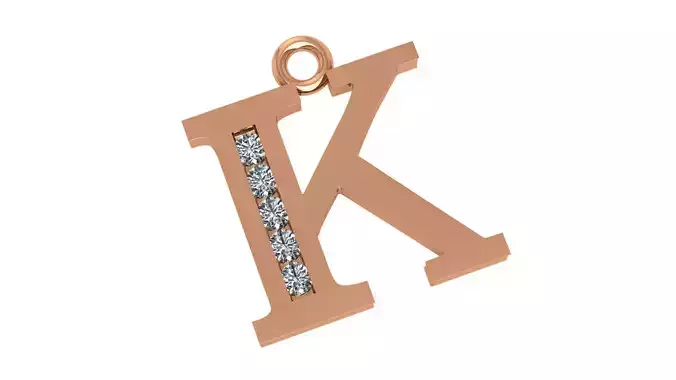 Alphabet Letter K Pendant Charm 3dm stl render details 3D print model Alphabet Letter K Pendant Charm 3dm stl render details 3D print model