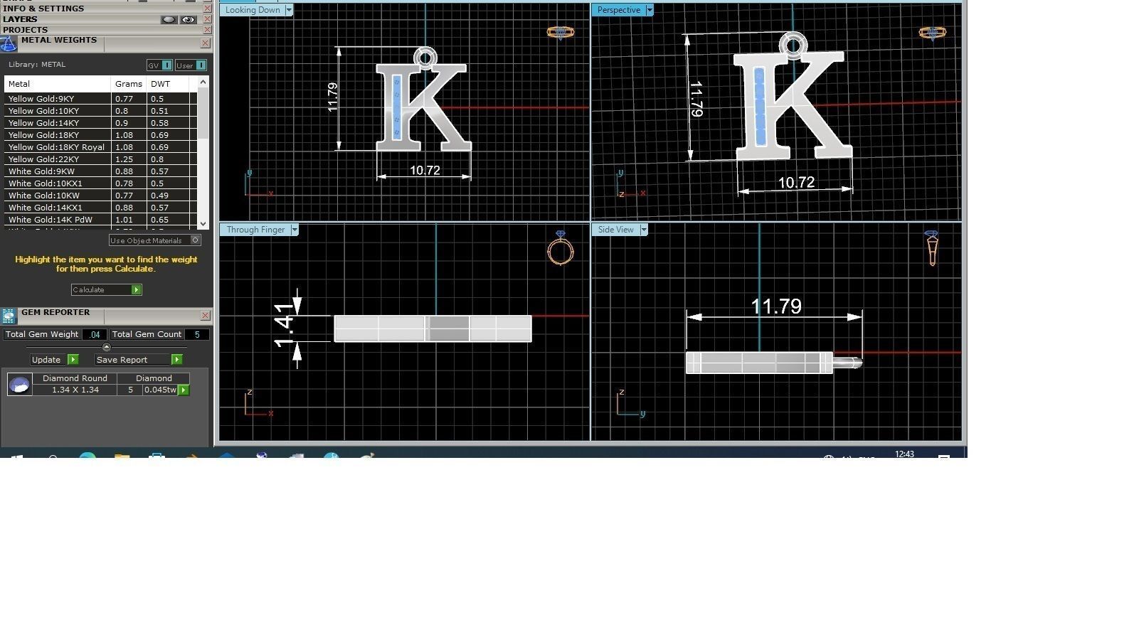 Alphabet Letter K Pendant Charm 3dm stl render details 3D print model_3