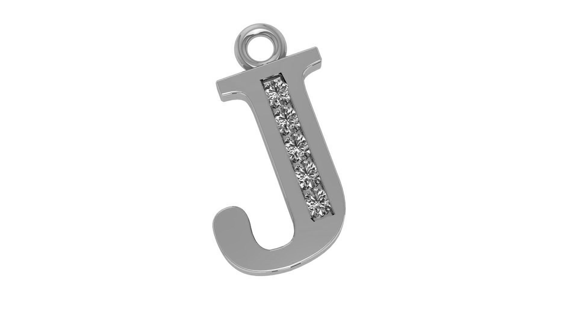 Alphabet Letter J Pendant Charm 3dm stl render details 3D print model_1