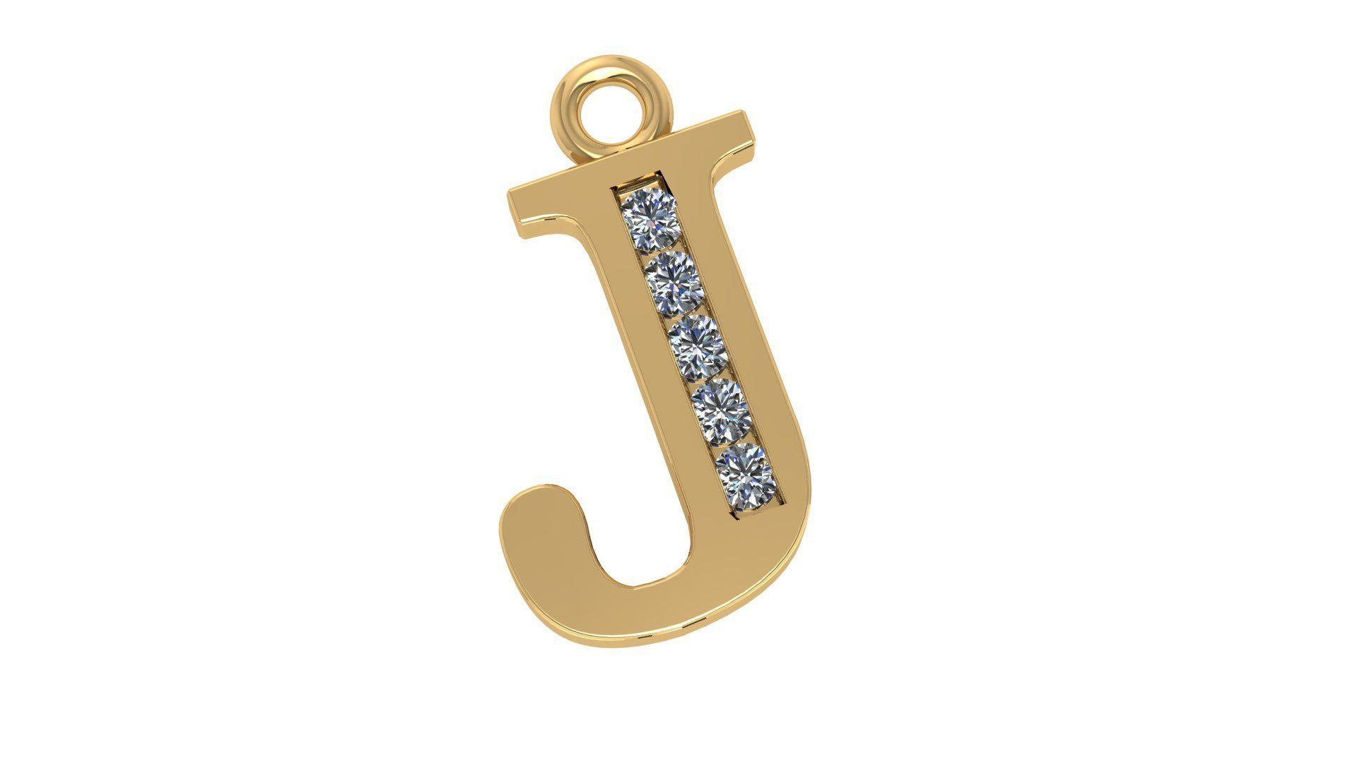 Alphabet Letter J Pendant Charm 3dm stl render details 3D print model_2