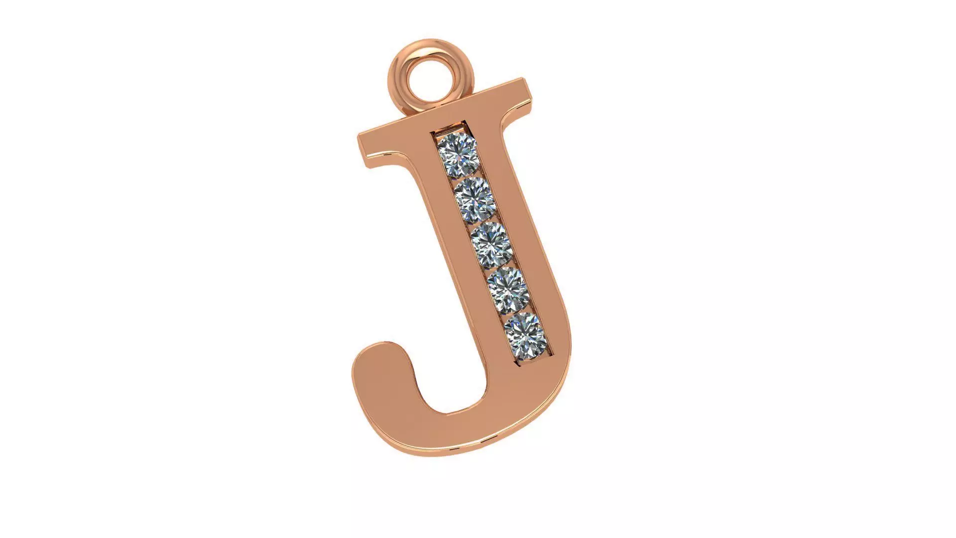 Alphabet Letter J Pendant Charm 3dm stl render details 3D print model_0