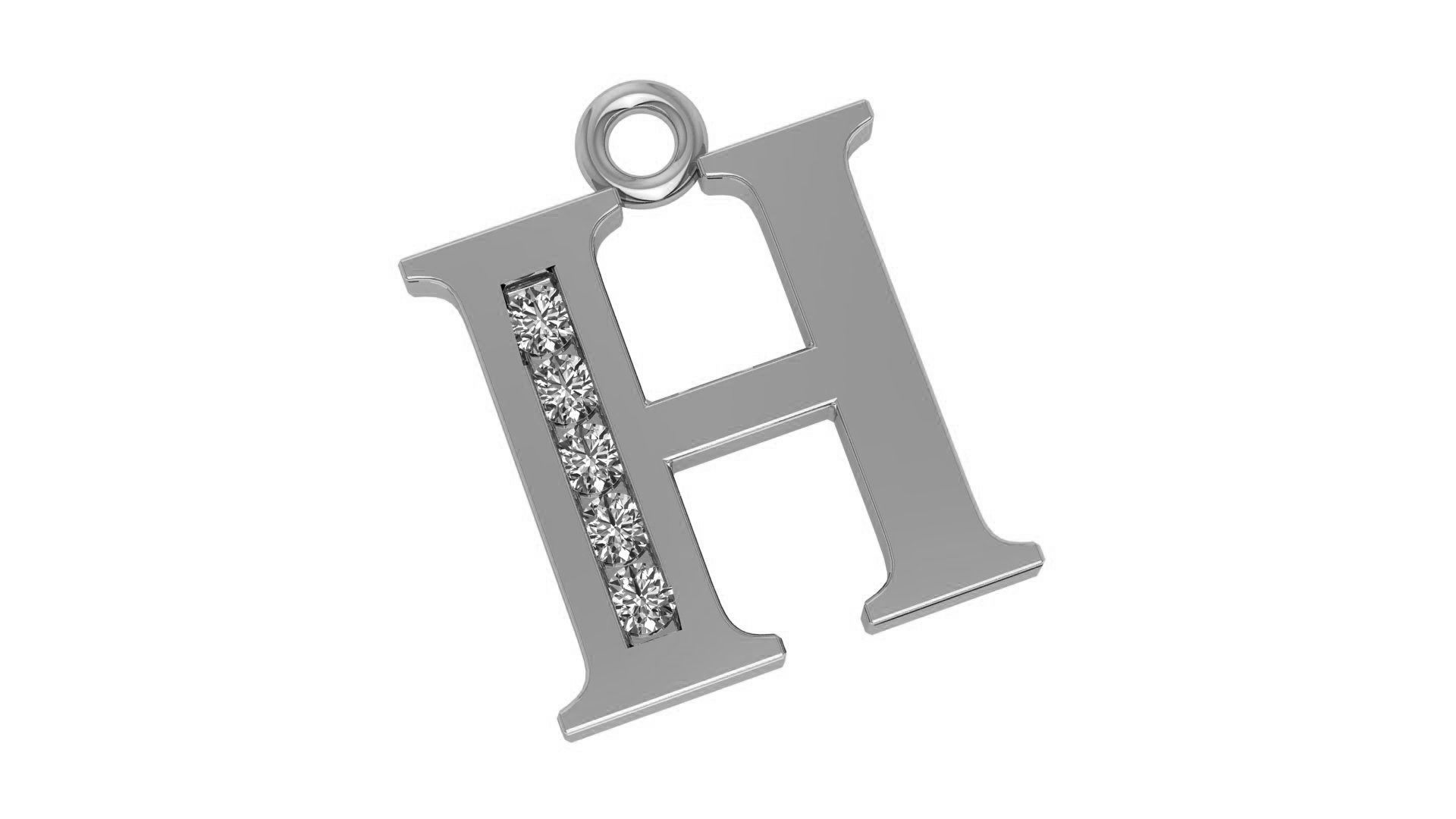 Alphabet Letter H Pendant Charm 3dm stl render details 3D print model_1