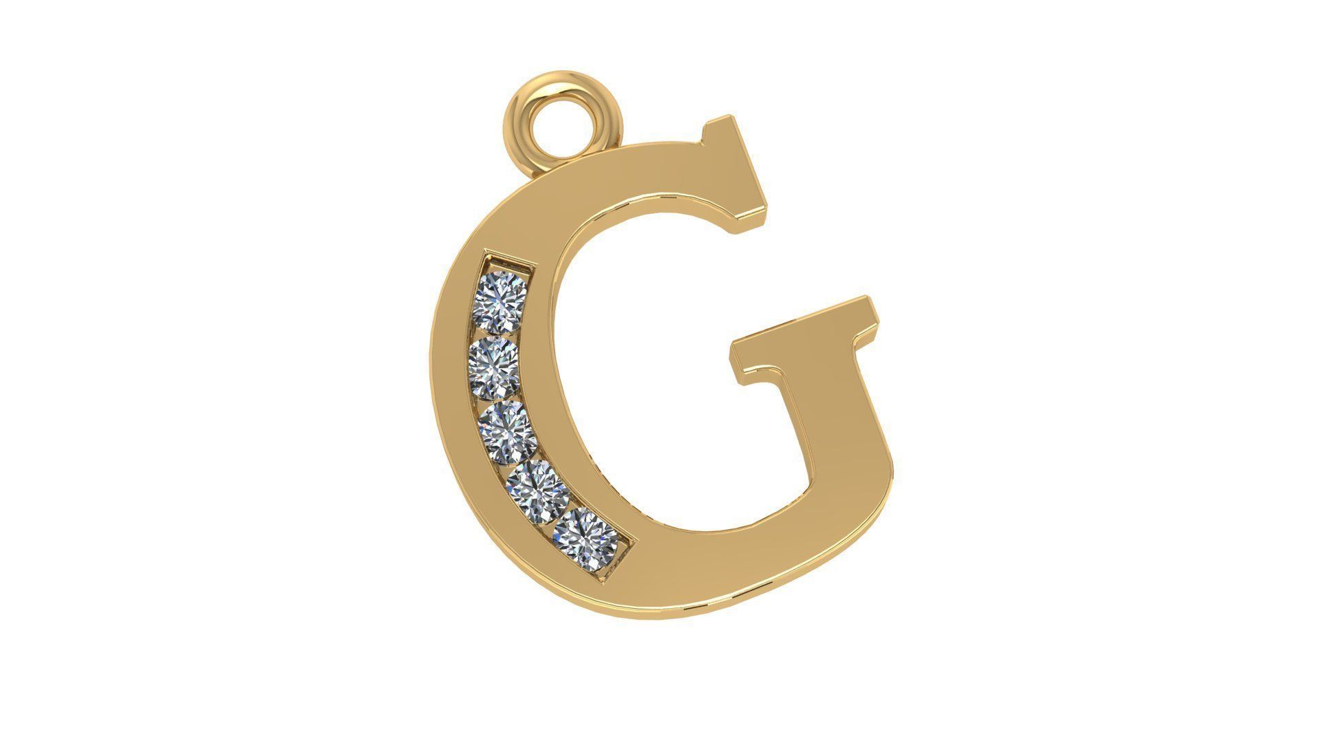 Alphabet Letter G Pendant Charm 3dm stl render details 3D print model_2
