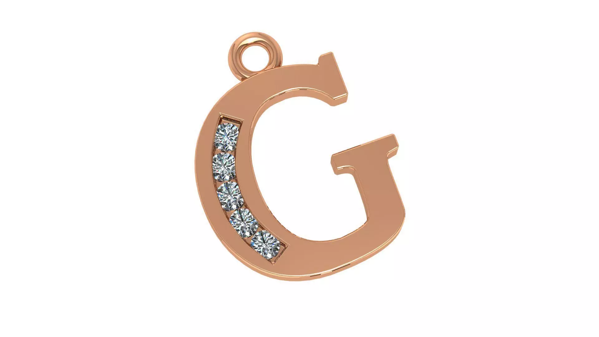Alphabet Letter G Pendant Charm 3dm stl render details 3D print model_0