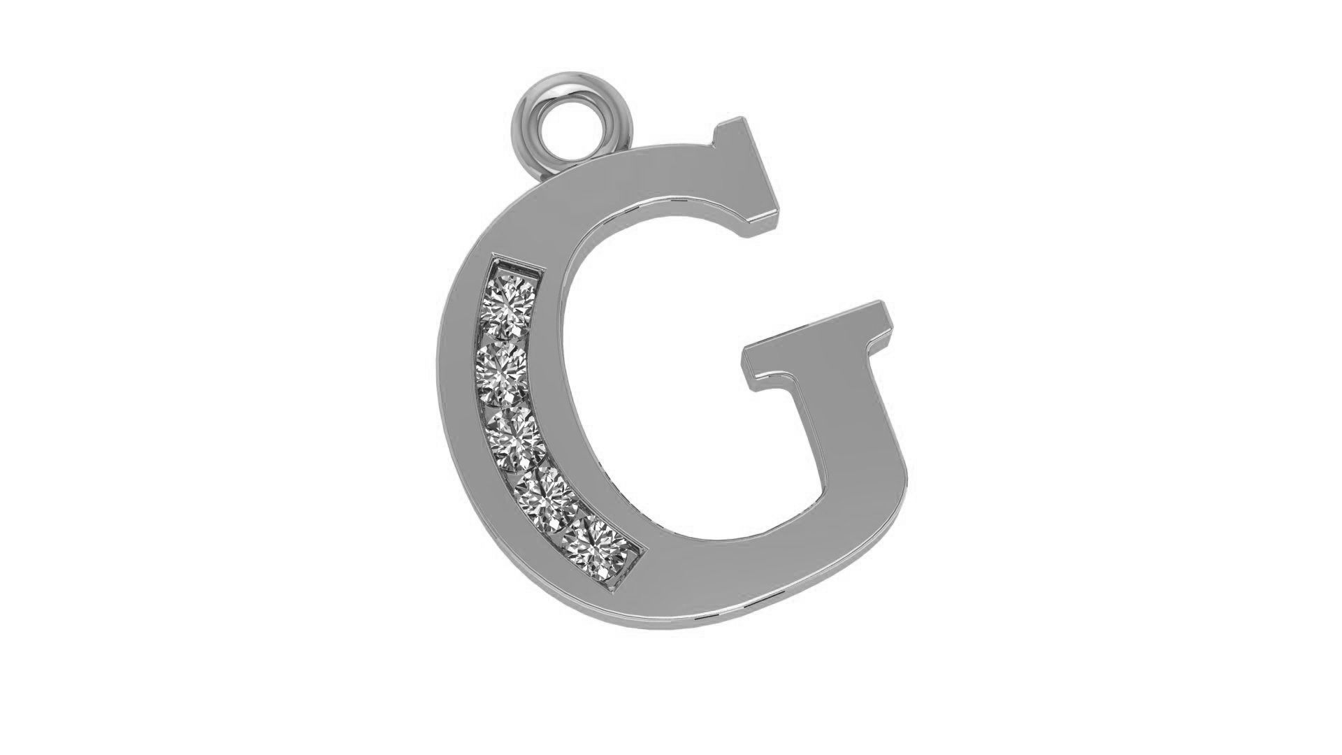 Alphabet Letter G Pendant Charm 3dm stl render details 3D print model_1