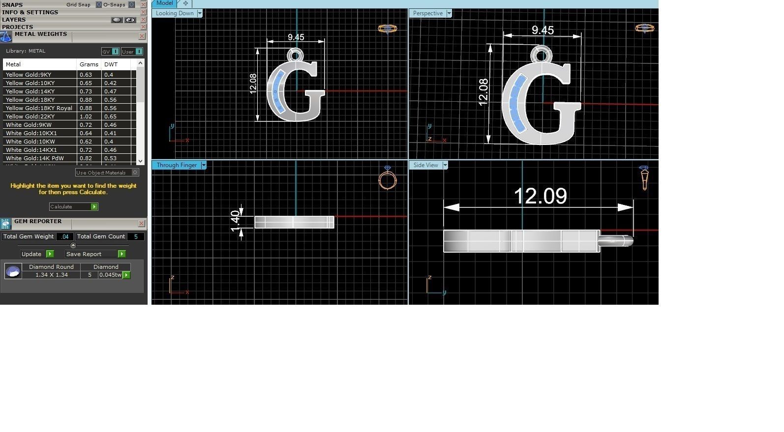 Alphabet Letter G Pendant Charm 3dm stl render details 3D print model_3