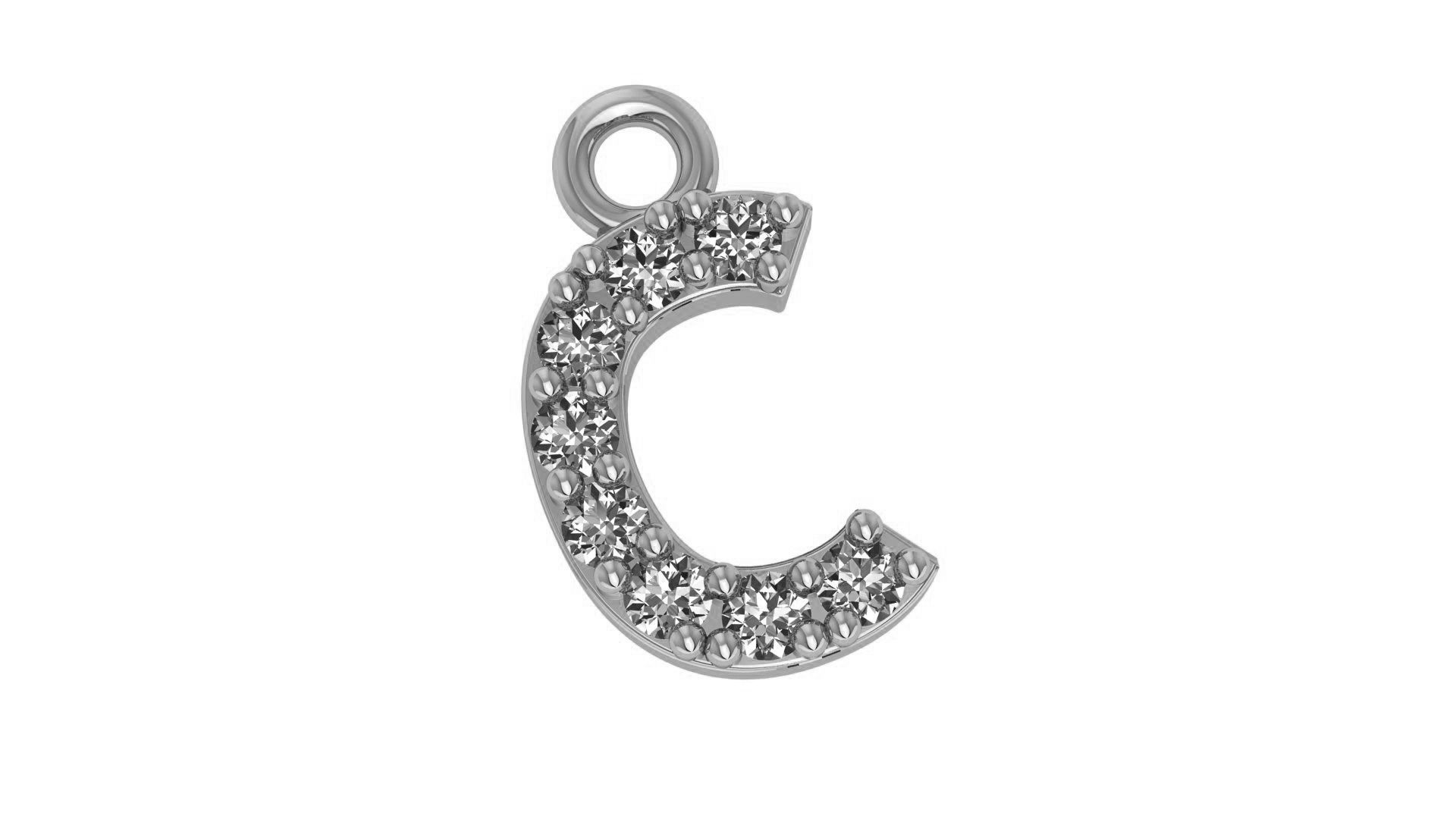 Alphabet Letter C Pendant Charm 3dm stl render details 3D print model_1