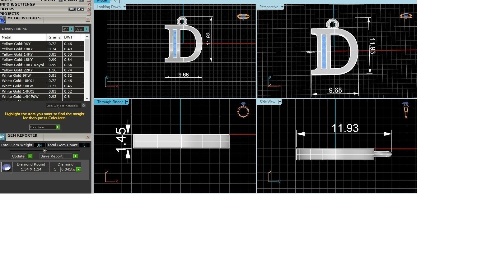 Alphabet Letter D Pendant Charm 3dm stl render details 3D print model_3