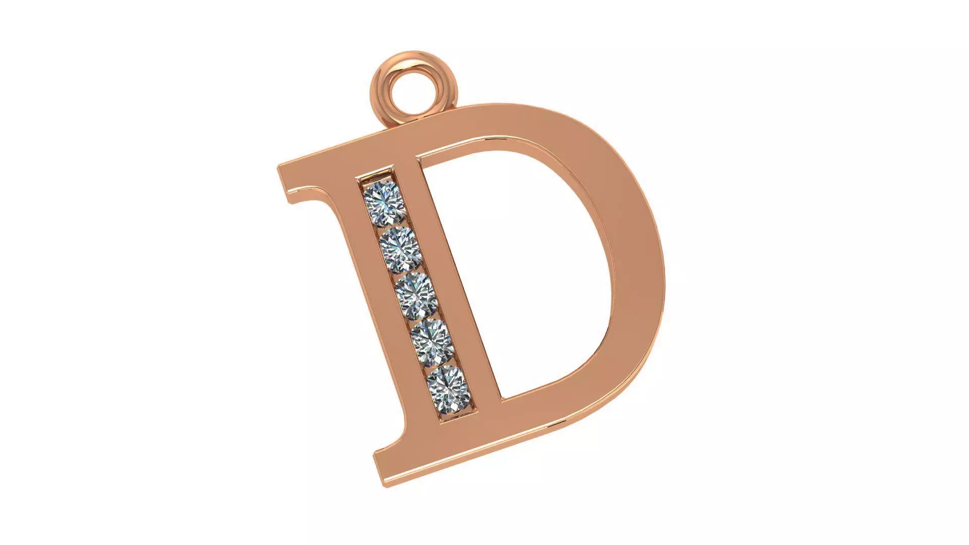Alphabet Letter D Pendant Charm 3dm stl render details 3D print model_0
