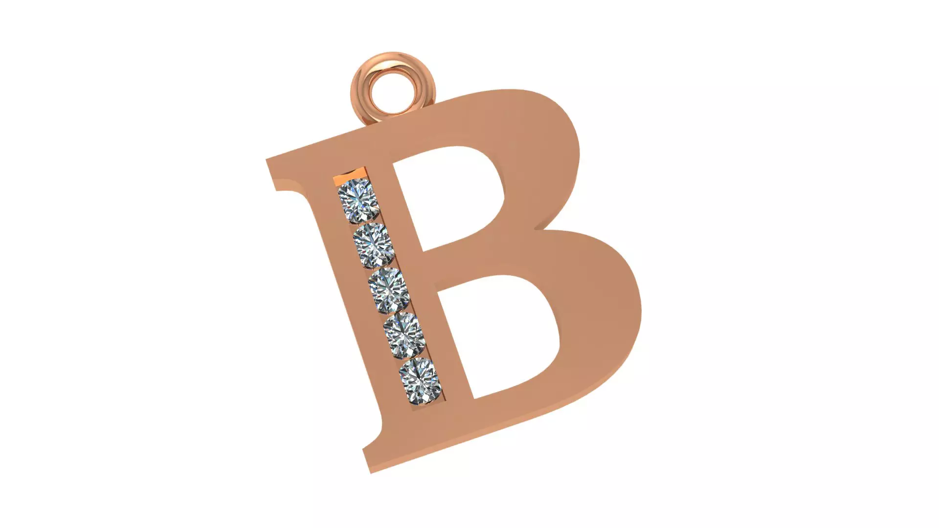 Alphabet Letter B Pendant Charm 3dm stl render details 3D print model_0