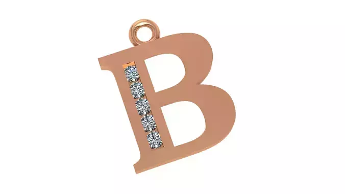 Alphabet Letter B Pendant Charm 3dm stl render details 3D print model Alphabet Letter B Pendant Charm 3dm stl render details 3D print model